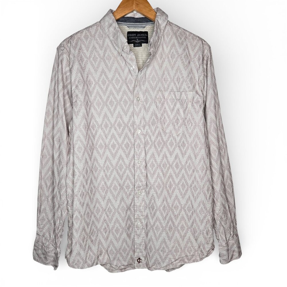 Cody James Western Textured Shirt Men Diamond Pattern Button Down L